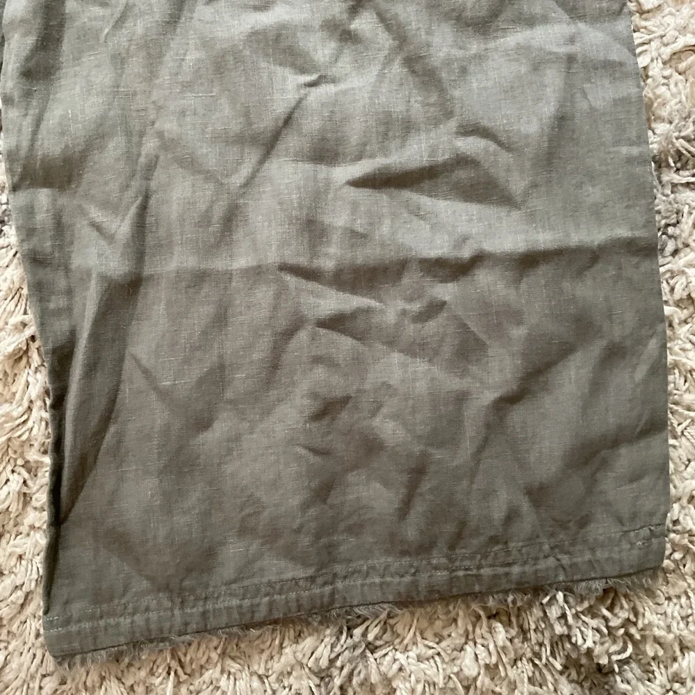 Cloth & Stone Linen Wide Leg Pants Olive Green Cropped Paperbag Waist